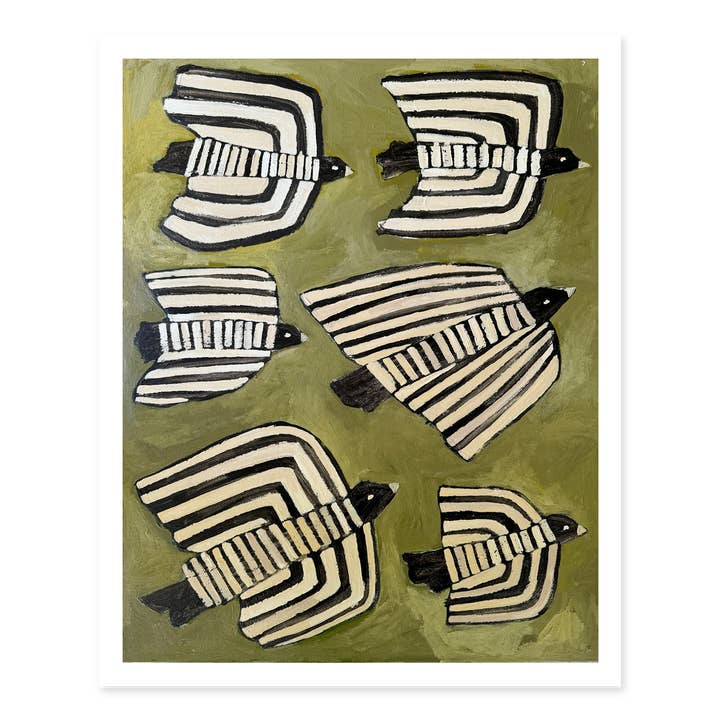 ALEX'S - Wholesale Art Print - Six Striped Birds Print1