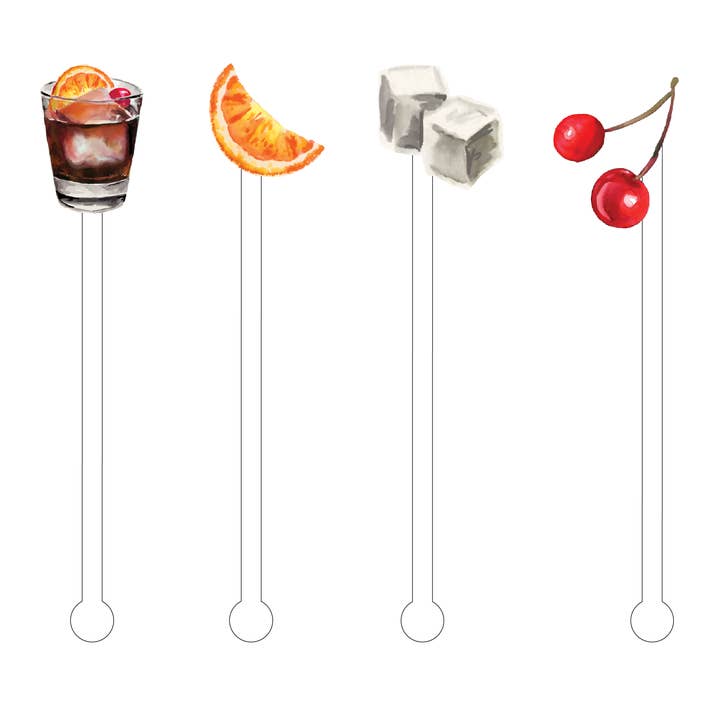 XO ACRYLICS | ACRYLIC STICKS - Wholesale Drink Stirrer - CALL ME OLD FASHIONED ACRYLIC STIR STICKS COMBO