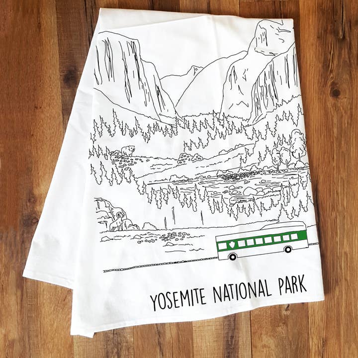 Yosemite National Park Tea Towel for wholesale by Corvidae drawings & designs
