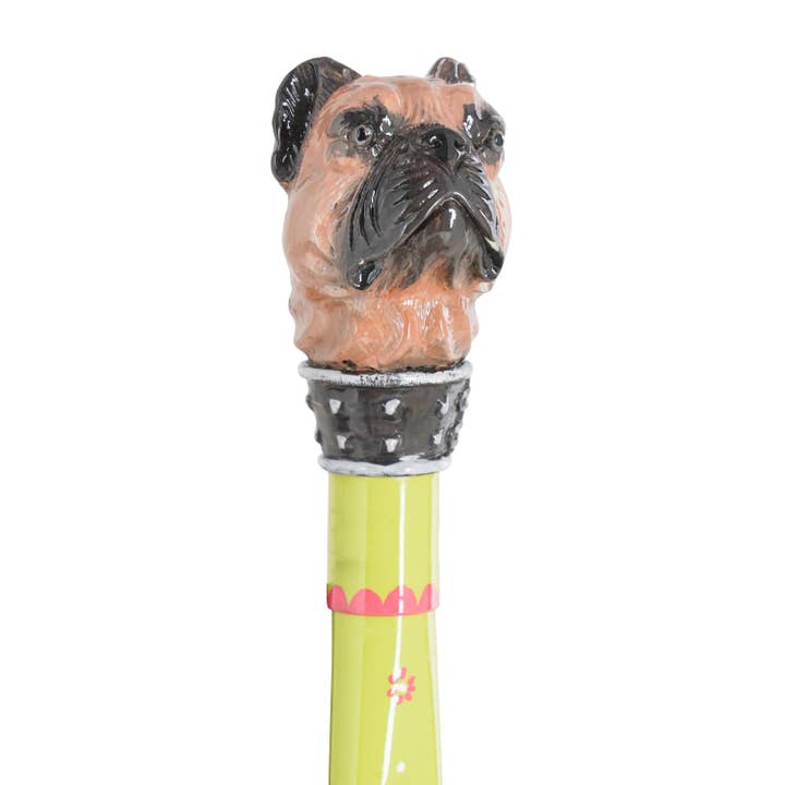 Chausse-pied court peint à la main avec chien Carlino sculpté pour la vente par Walking Sticks/Utile4