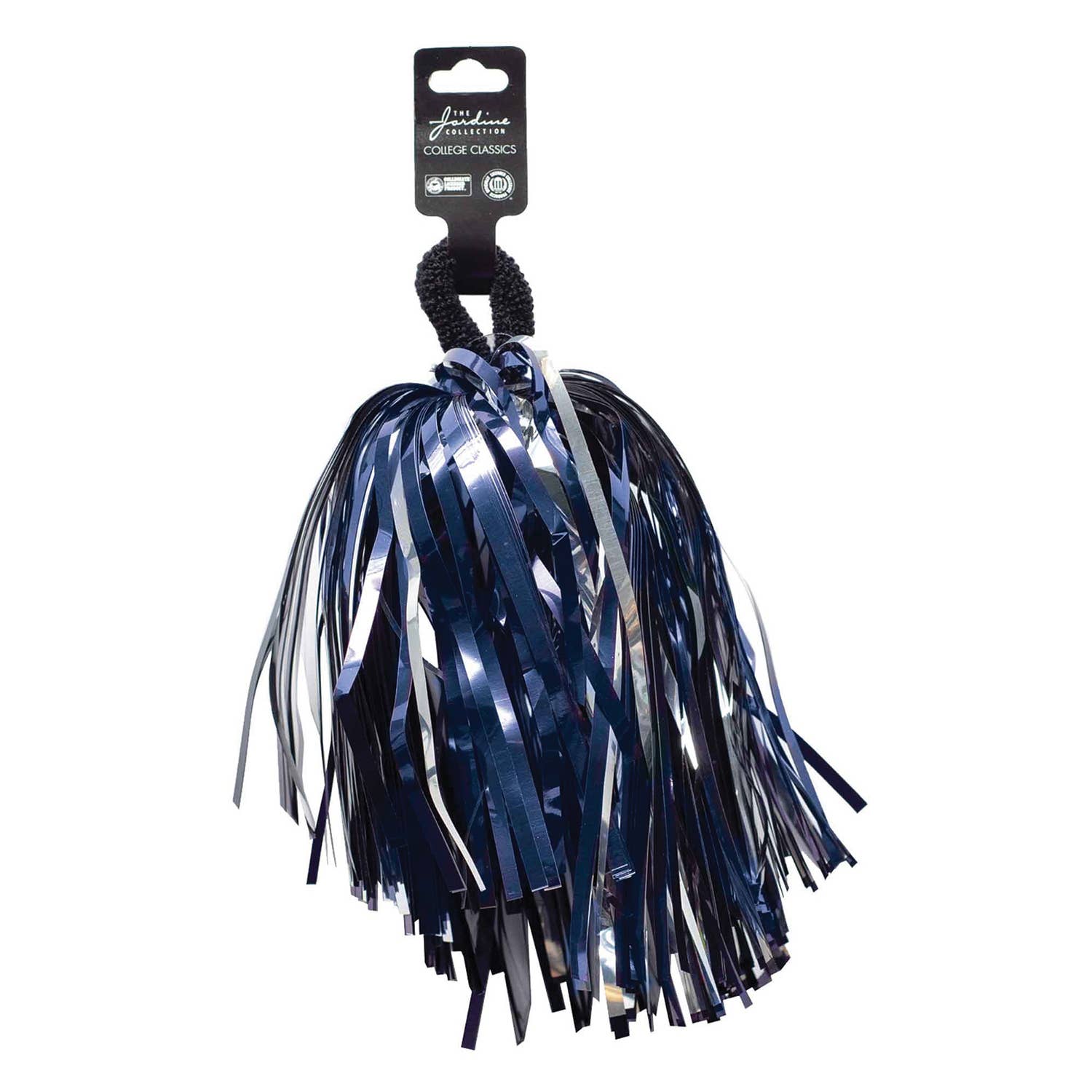 KH Sports Fan - Wholesale Sporting Accessories - Navy Silver Shimmer Hair and Wrist Pom Poms School Spirit0