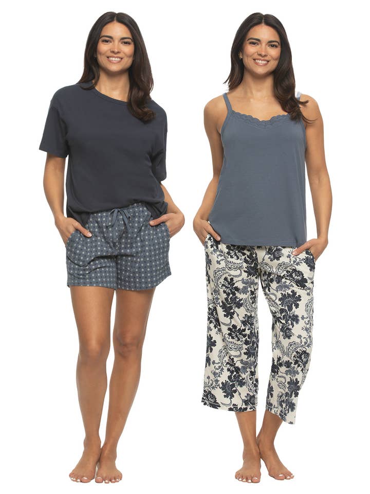 100% Cotton 4-Piece Sleep Set - Indigo for wholesale by Felina