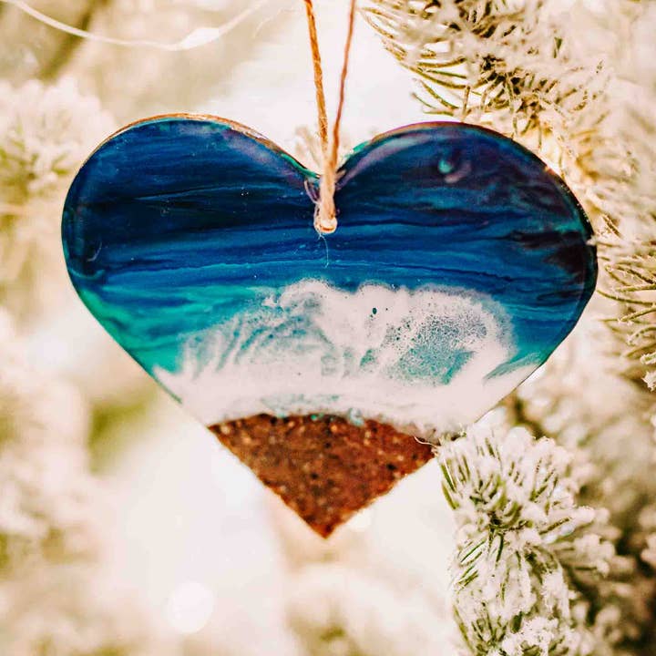 Heart Christmas Ornament, Beachy Christmas Ornament for wholesale by WLB Designs