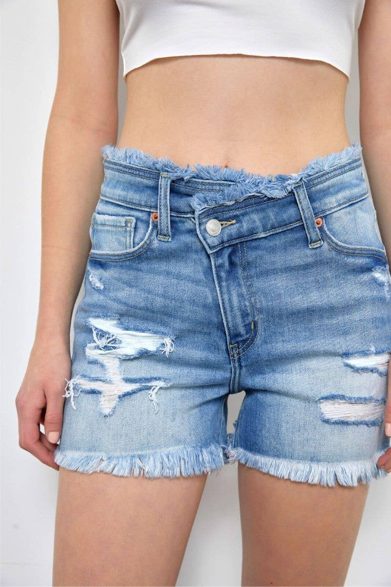 ARTEMIS VINTAGE - Vendita all'ingrosso Pantaloncini - Donna - SHORTS IN DENIM INCROCIATO A VITA ALTA3