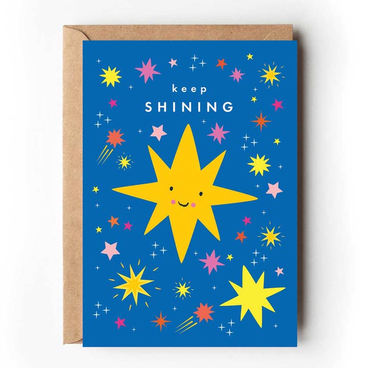 Carte de vœux étoile souriante et rayonnante pour la vente par Klara Hawkins