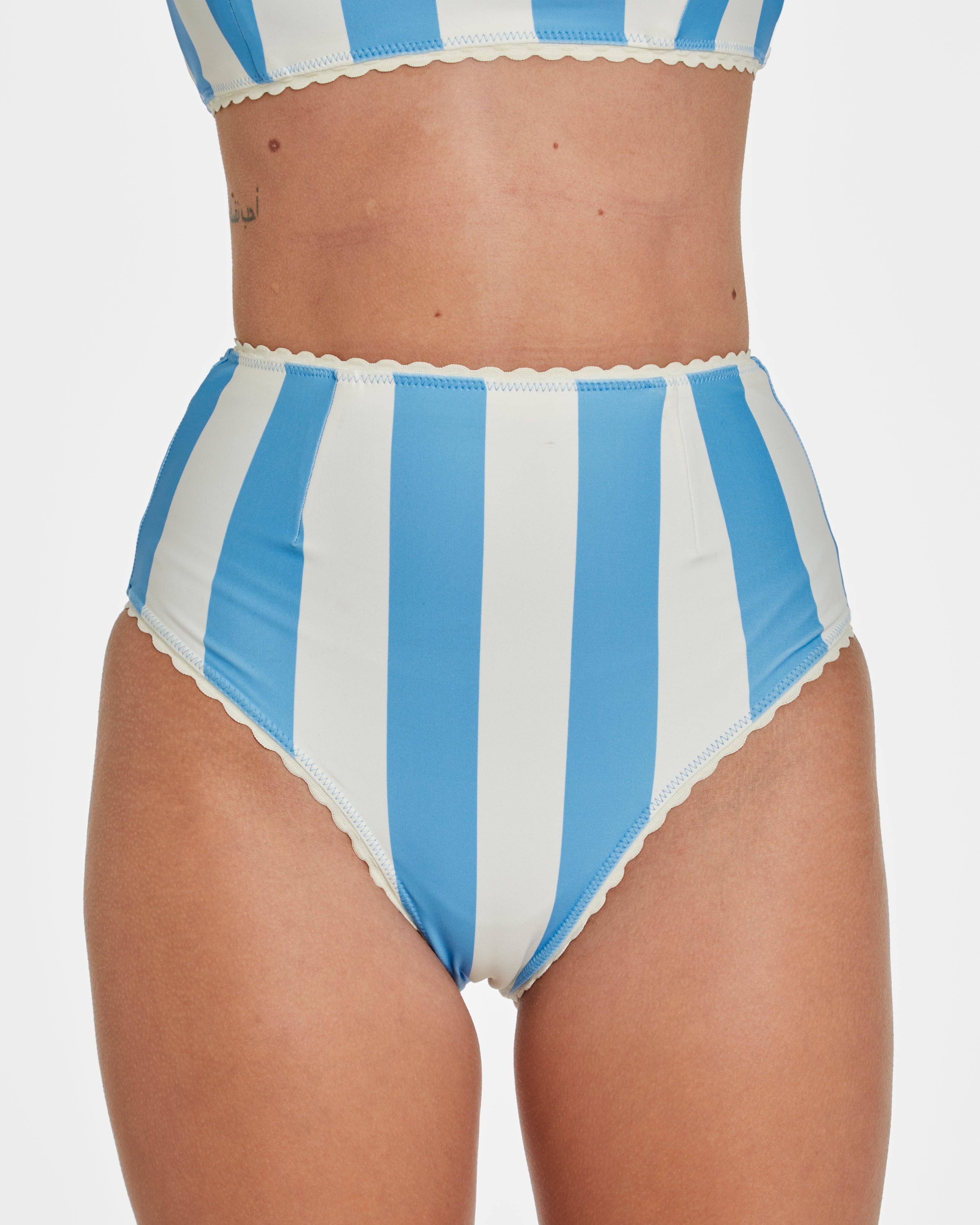 Hammies - Wholesale Two Piece Swimsuit - Women's - Cabana Stripe Bikini (Blue Poppy)4