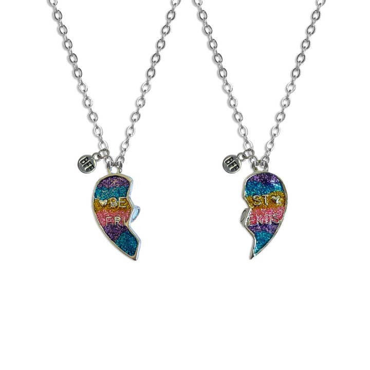 BFF Glitter Rainbow Necklace Set 2PCS for wholesale by Stellazeta