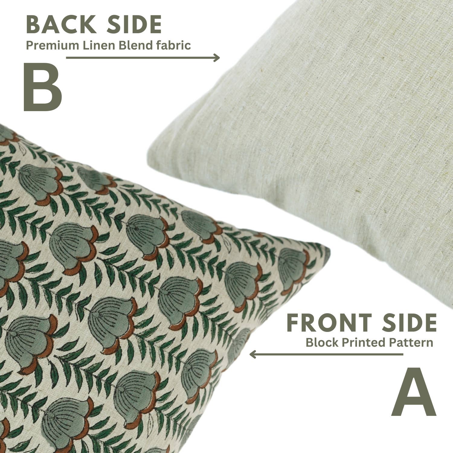 Fabdivine - Wholesale Throw Pillow Cover - Decorative Block Print Linen Blend Pillow Cover - Lotus6