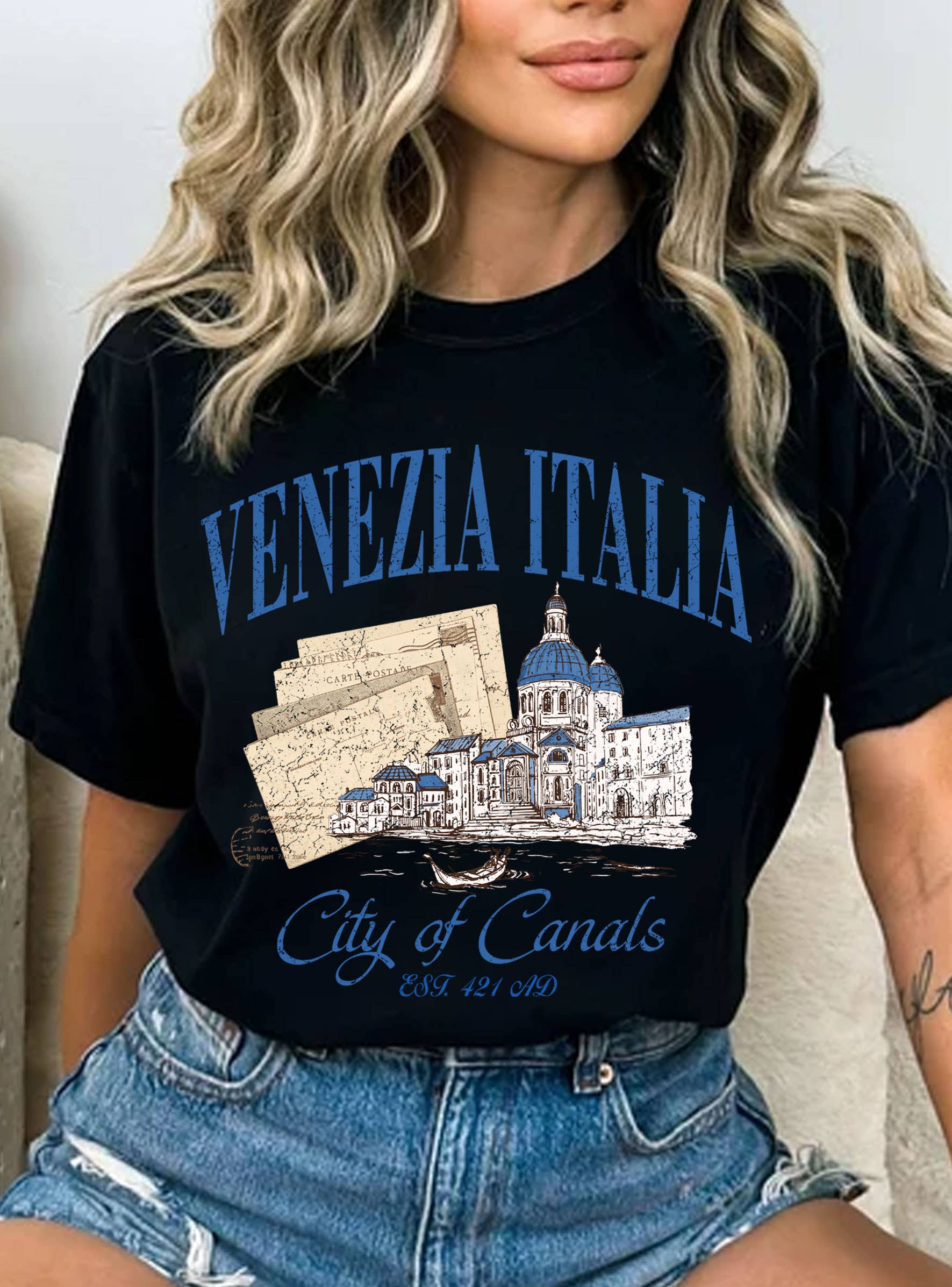Rustee Clothing - Vendita all'ingrosso Maglietta serigrafata - Donna - MAGLIETTE GRAFICHE VENEZIA ITALIA CITTÀ DEI CANALI 2