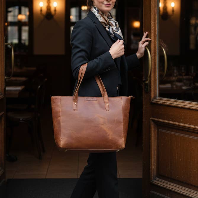 Alta Quero - Wholesale Tote bag – Women's - Lumin Tan Genuine Leather Tote Bag0