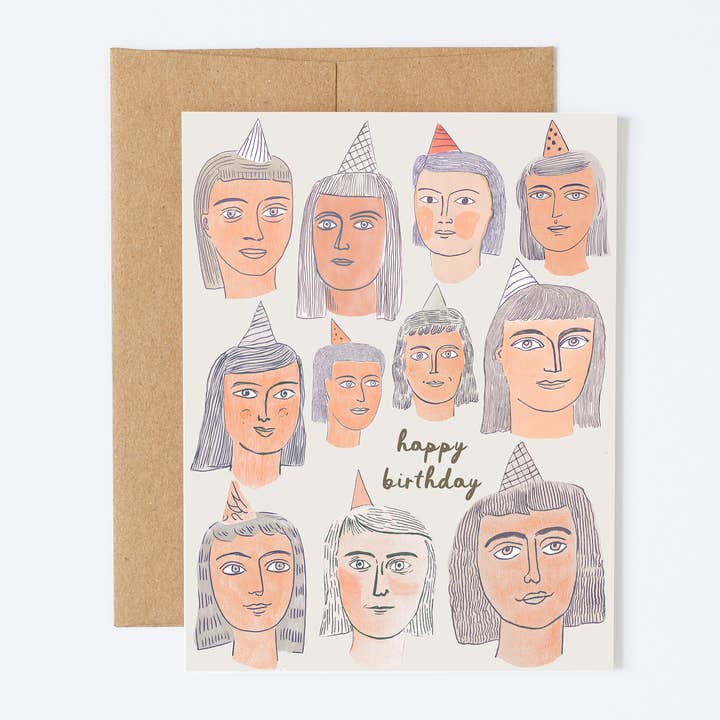 Fødselsdagskort med Glade Ansigter | Kunstnerisk Fødselsdagskort for engroshandel hos Silly Goose Greeting Co.