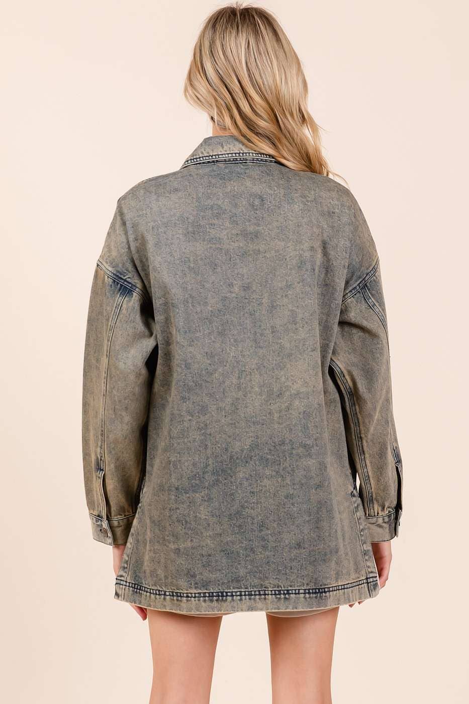 WASHED DENIM OVERSIZED BOXY FIT SHIRT JACKET for wholesale on Faire8