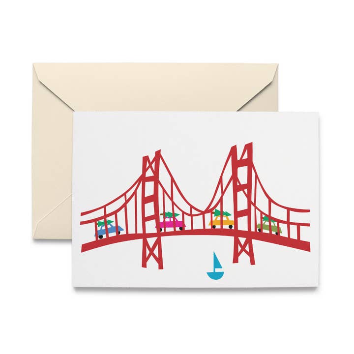 Holiday Golden Gate Cards, Box of 10 Christmas Cards for wholesale by R. Nichols Stationery & Gifts