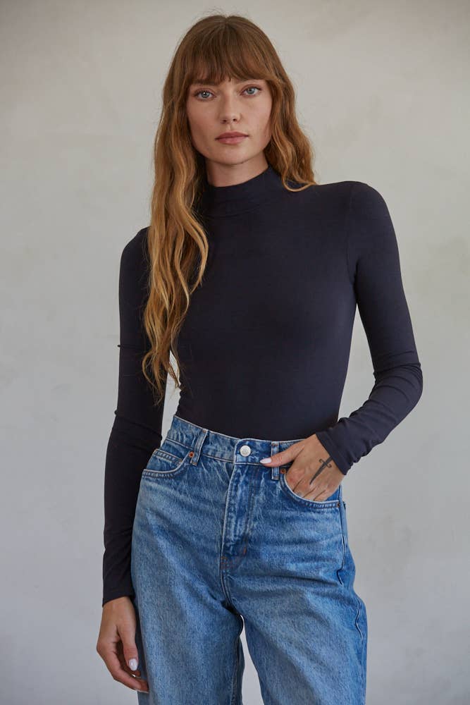 By Together - Wholesale Bodysuit - Women's - S1147 | Knit Seamless Mock Neck Long Sleeve Bodysuit8