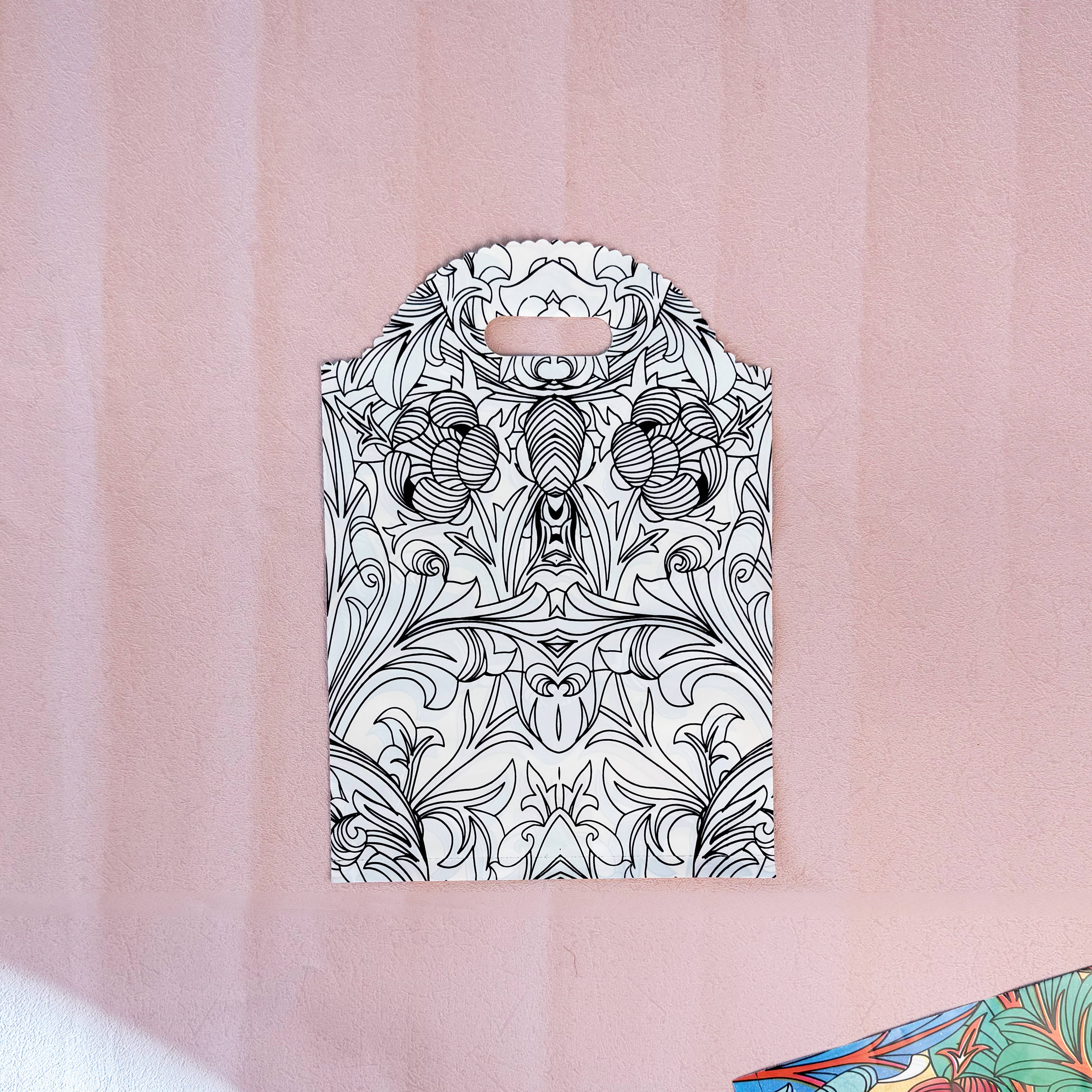 ByHome – Engroshandel Gavepose – 50 stk., farvet glas mønster blomster linjekunst PVC gavepose2