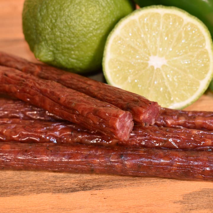 Chili Lime 100% Grassfed Snack Sticks (Case:12 4oz Packages) for wholesale by Field's Grassfed Beef