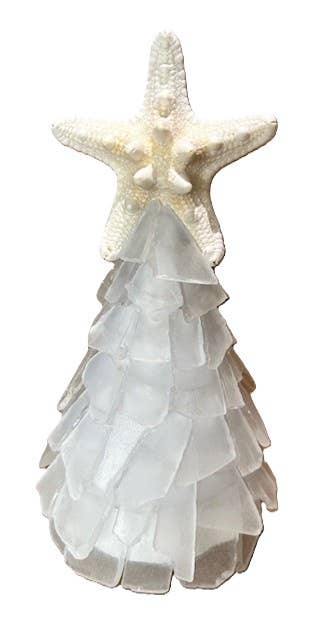 A SEAGLASS CREATION/SALTY SIGNS DESIGNS - Wholesale Christmas Decoration - 6 Inch Seaglass Christmas Tree Real Starfish with lights 2