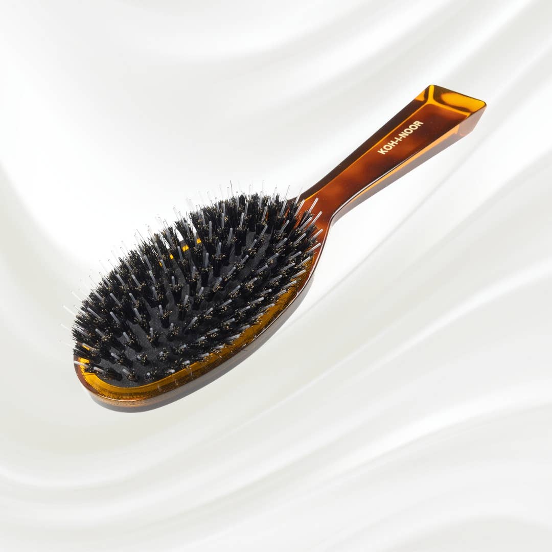 Koh-I-Noor - Vendita all'ingrosso Spazzola/pettine - Spazzola grande ovale Jaspe con setole di cinghiale e punte in nylon5