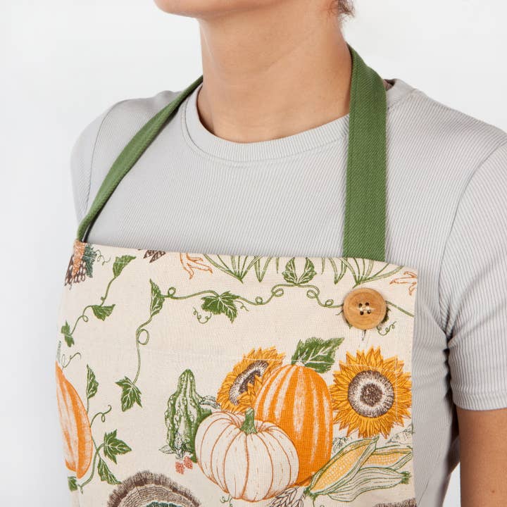 Now Designs by Danica - Wholesale Apron - Cornucopia Thanksgiving Spruce Apron
