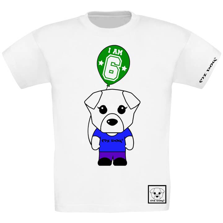 T-shirt coupe droite pour garçon d'anniversaire I Am 6 Year Olds pour la vente par MI DOG