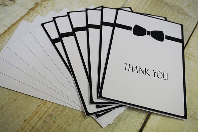 White Cotton Cards – wholesale Stationery/notecard set – Notelets- Thank You Bow Tie Pack of 6 (N95-10A)2