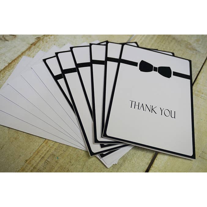 White Cotton Cards – wholesale Stationery/notecard set – Notelets- Thank You Bow Tie Pack of 6 (N95-10A)2