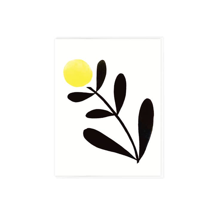 YELLOW MODERN BOLD FLORAL BLANK GREETING CARD for wholesale by Ever Pollen Print Shop