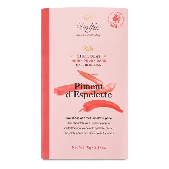 Dolfin - Wholesale Chocolate Bar - 70g Tablet - Dark Chocolate with Espelette Pepper