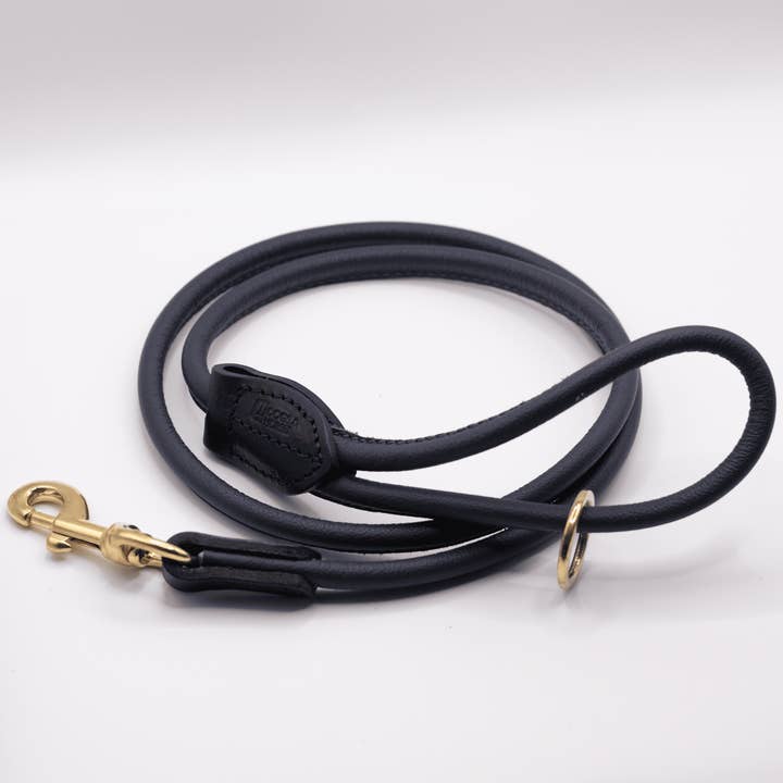 Rolled Soft Leather Dog Lead Navy for wholesale by Dogs and Horses