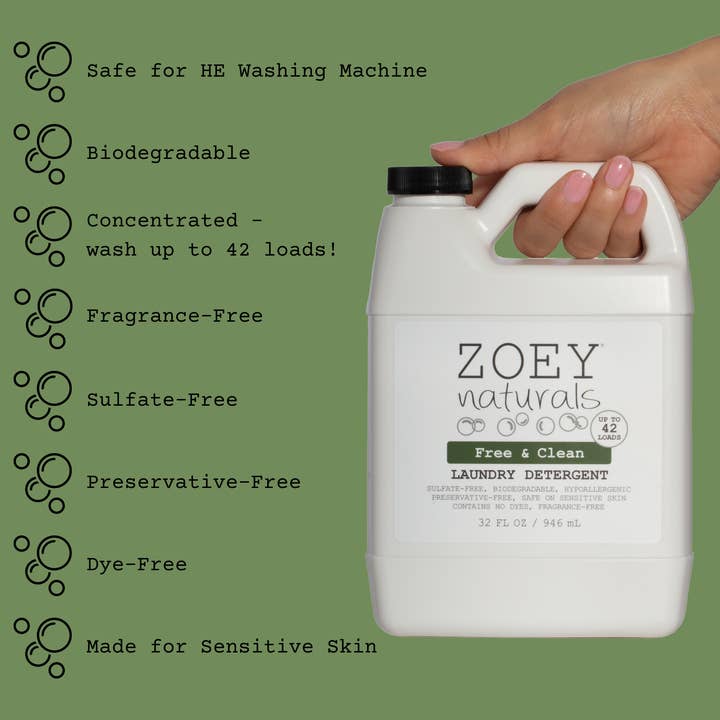 Zoey Naturals - Wholesale Liquid Laundry Detergent - Zoey Naturals Free & Clean Laundry Detergent 8