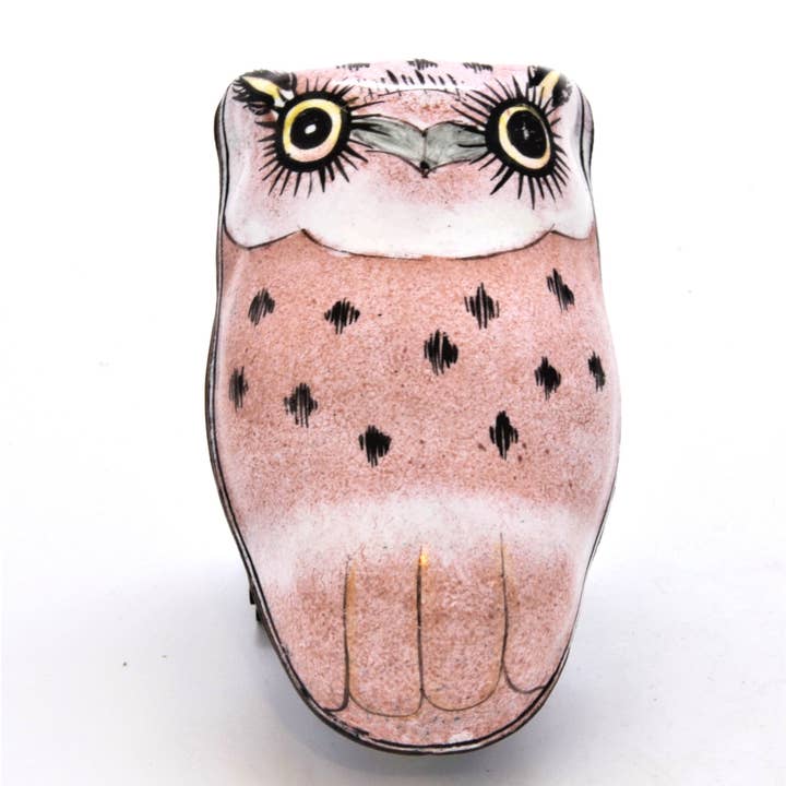 Vintage Cloisonne Owl Shape Trinket Box. Hand Painted Enamel for wholesale by Ciel Collectables