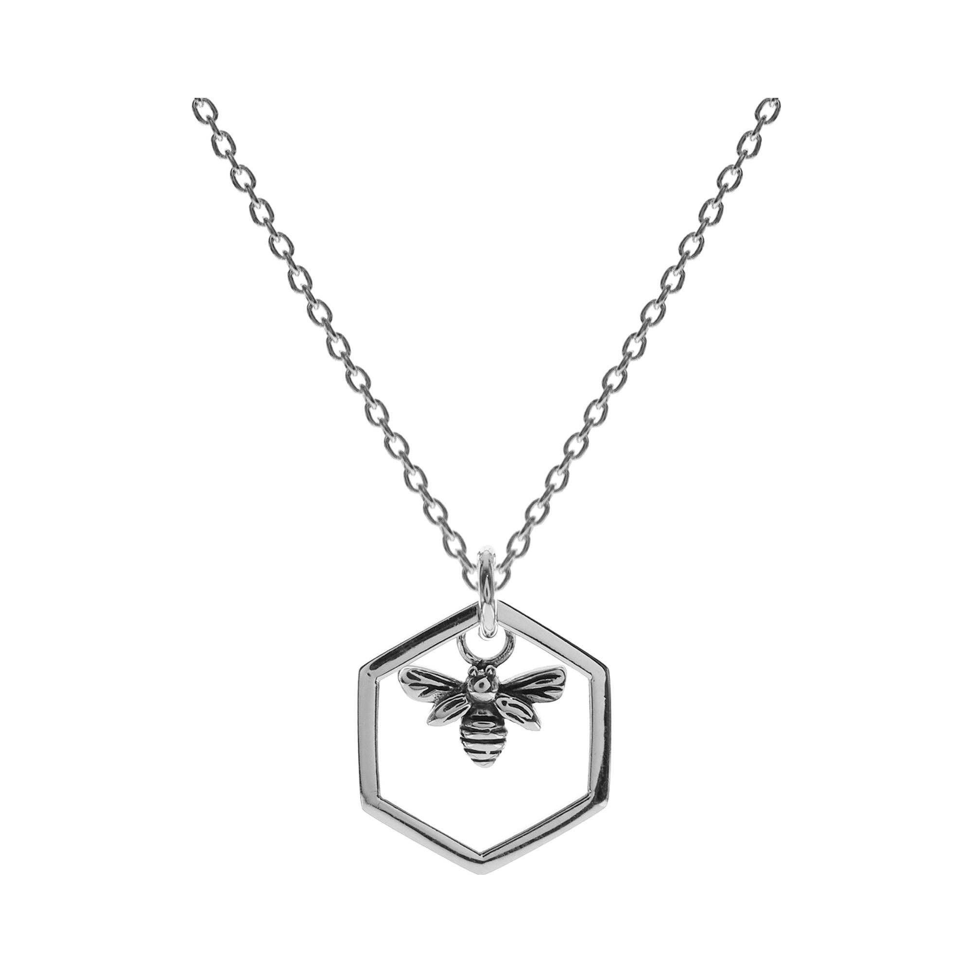 Kali Ma Designs - Sterling Silver Jewellery – wholesale Pendant/charm necklace – Anya silver bee in honeycomb necklace1