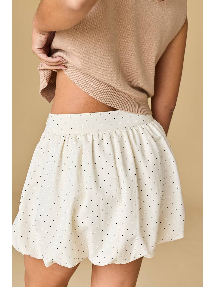 Ivory Brown PS50296 - Blaire Polka Dot Bubble Hem Skirt for wholesale on Faire2