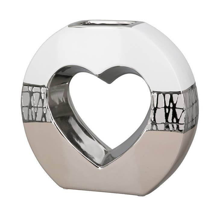 Ceramic perforated heart vase “Pico” VE 2 H. 21 cm for wholesale by Gilde Handwerk Macrander GmbH & Co. KG
