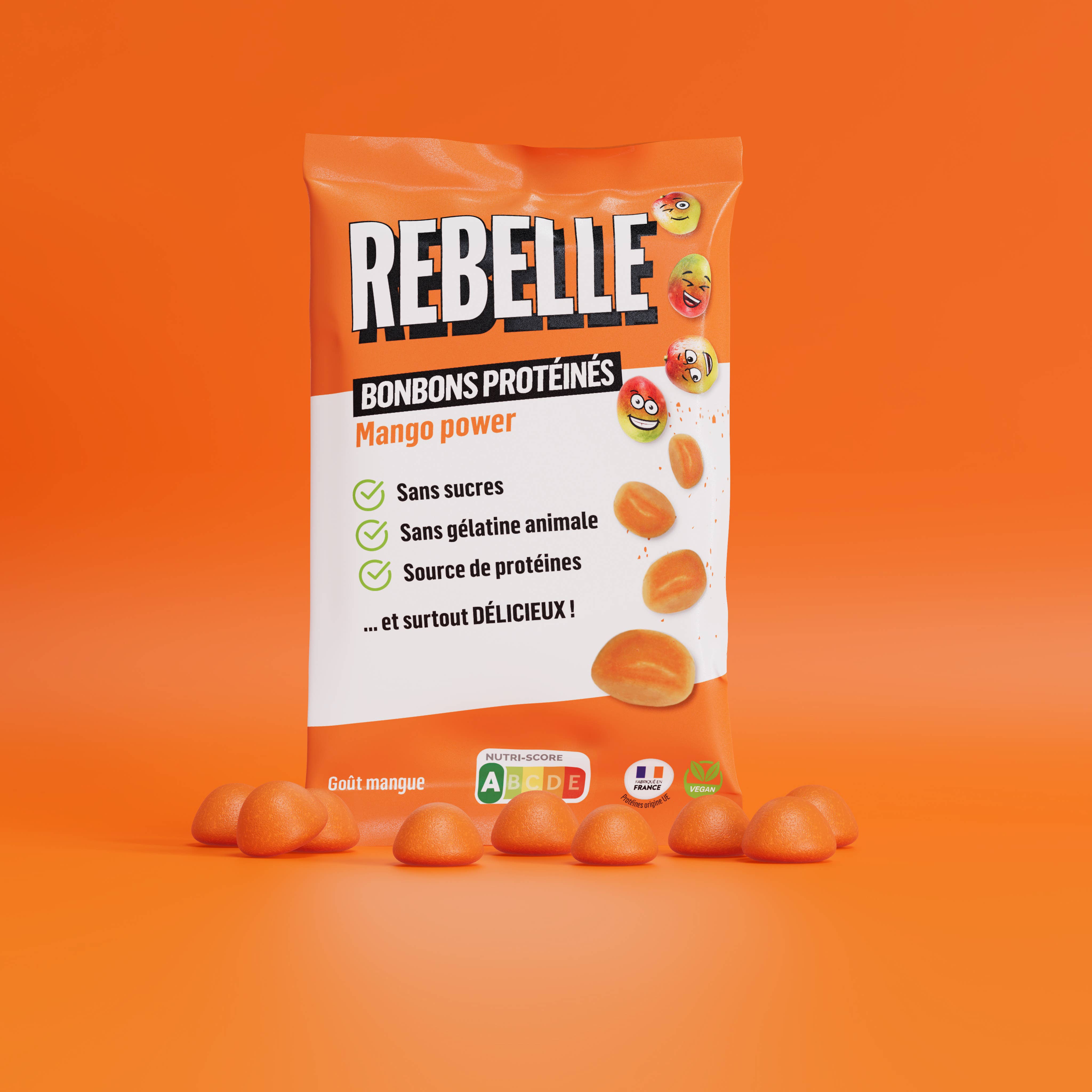 REBELLE - Vendita all'ingrosso Caramelle gommose - Caramelle proteiche al mango0