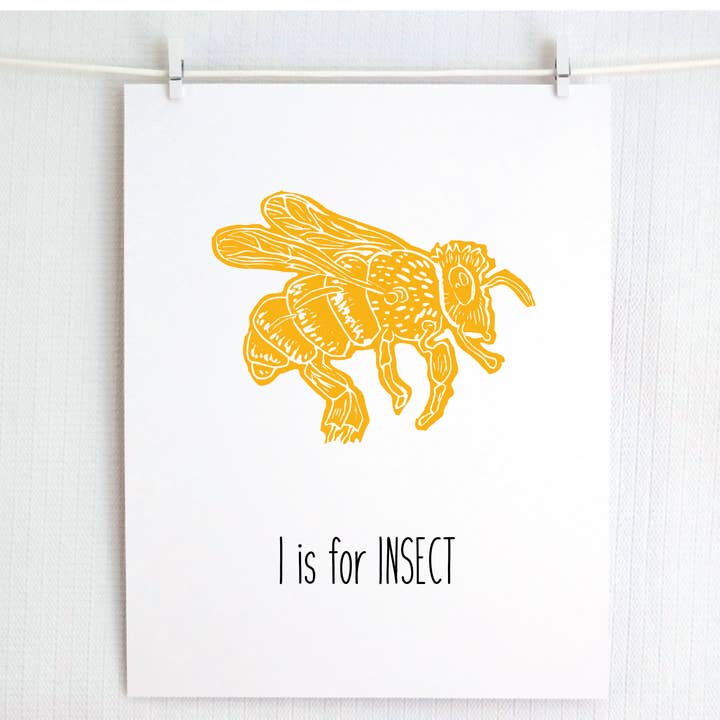 I är för Insekt (Bi) Illustrerad Tryck för wholesale av Jamie Palmer Keating