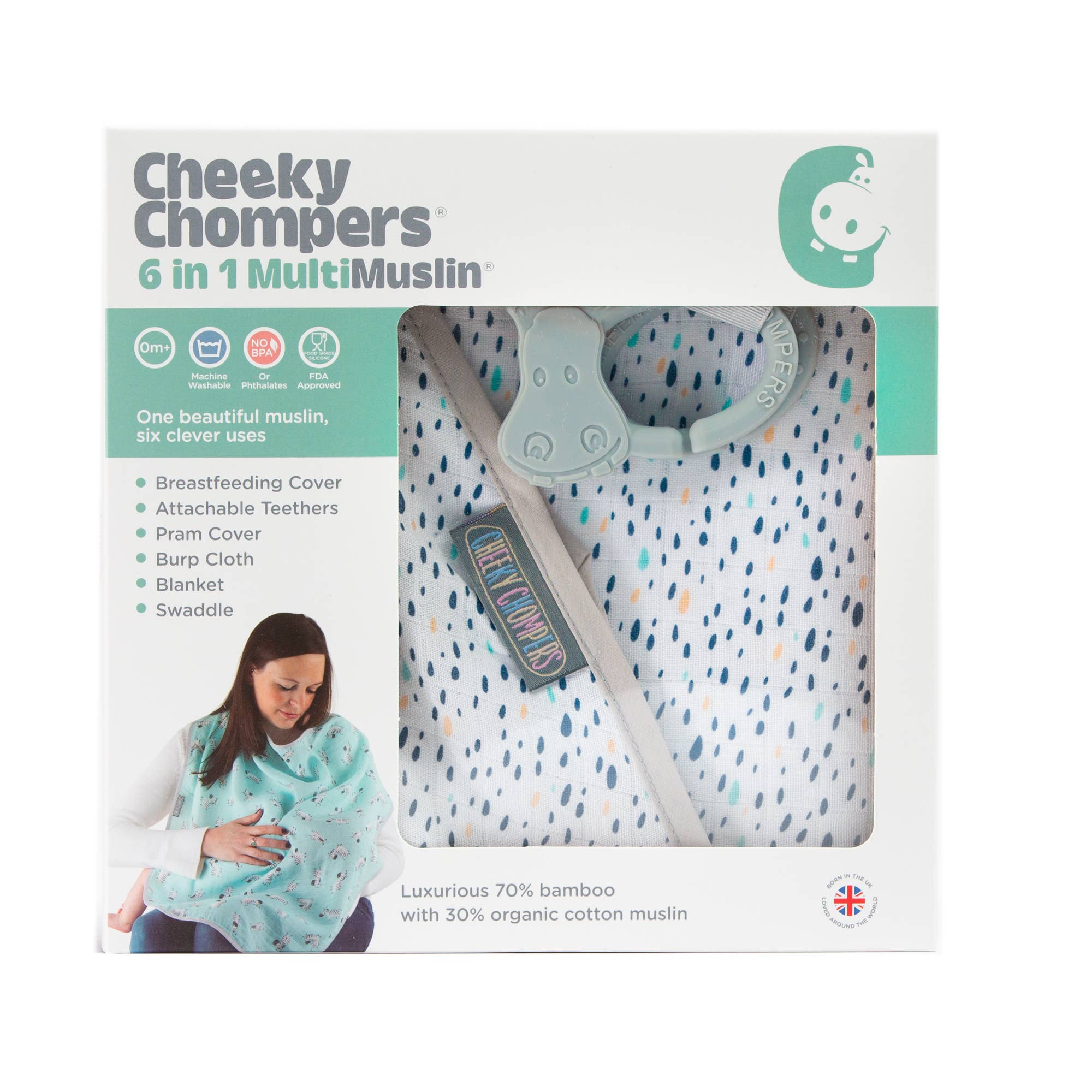 Cheeky Chompers UK - Vendita all'ingrosso Copertura per allattamento - Premaman - Copertina allattamento 6-in-1 Multimuslin - Peardrop7