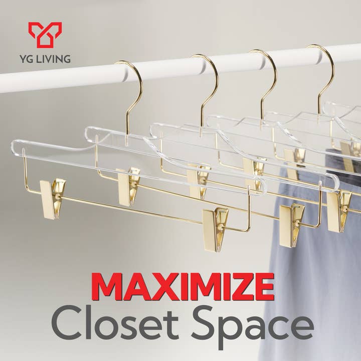 YG Living - Wholesale Clothes Hangers - Clear Acrylic Hangers with Gold Hooks Hangers for Shirts 5