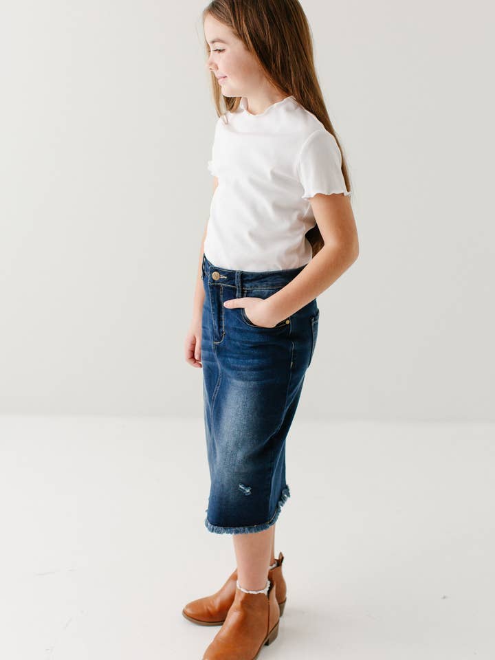 The Main Street Exchange - Wholesale Skirt - Kids - 'Nala' Girl Distressed Denim Skirt2