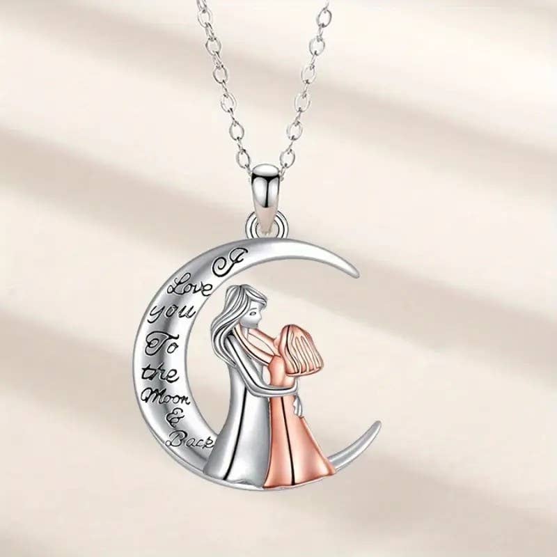 Syrrios Gifts LLC - Wholesale Pendant/Charm Necklace - Mom Daughter Moon Necklace Pendant - I Love You to the Moon5