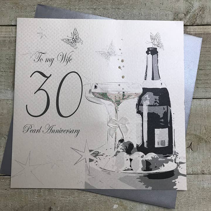 30th Wife Anniversary - Champagune & Chocs (XLBD30W) for wholesale by White Cotton Cards