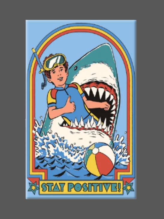 Retro, Stay Positive, Shark, Magnet, Button, Vintage for wholesale by Ba Ba Buttons