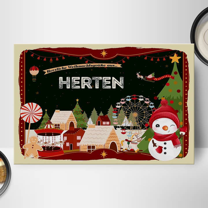 Femer - Wholesale Sign - Wooden sign Christmas greetings from HERTEN gift 18x12cm1
