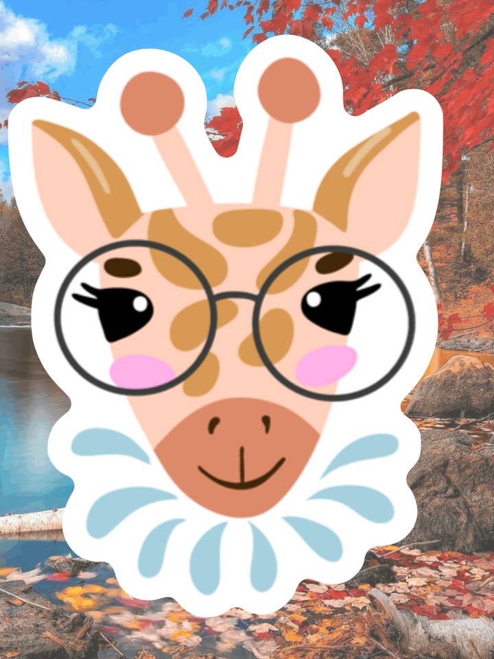 Girafa floral, animal, Impermeável, Autocolantes Hidrobalão por atacado de Crazilyhumbledesigns