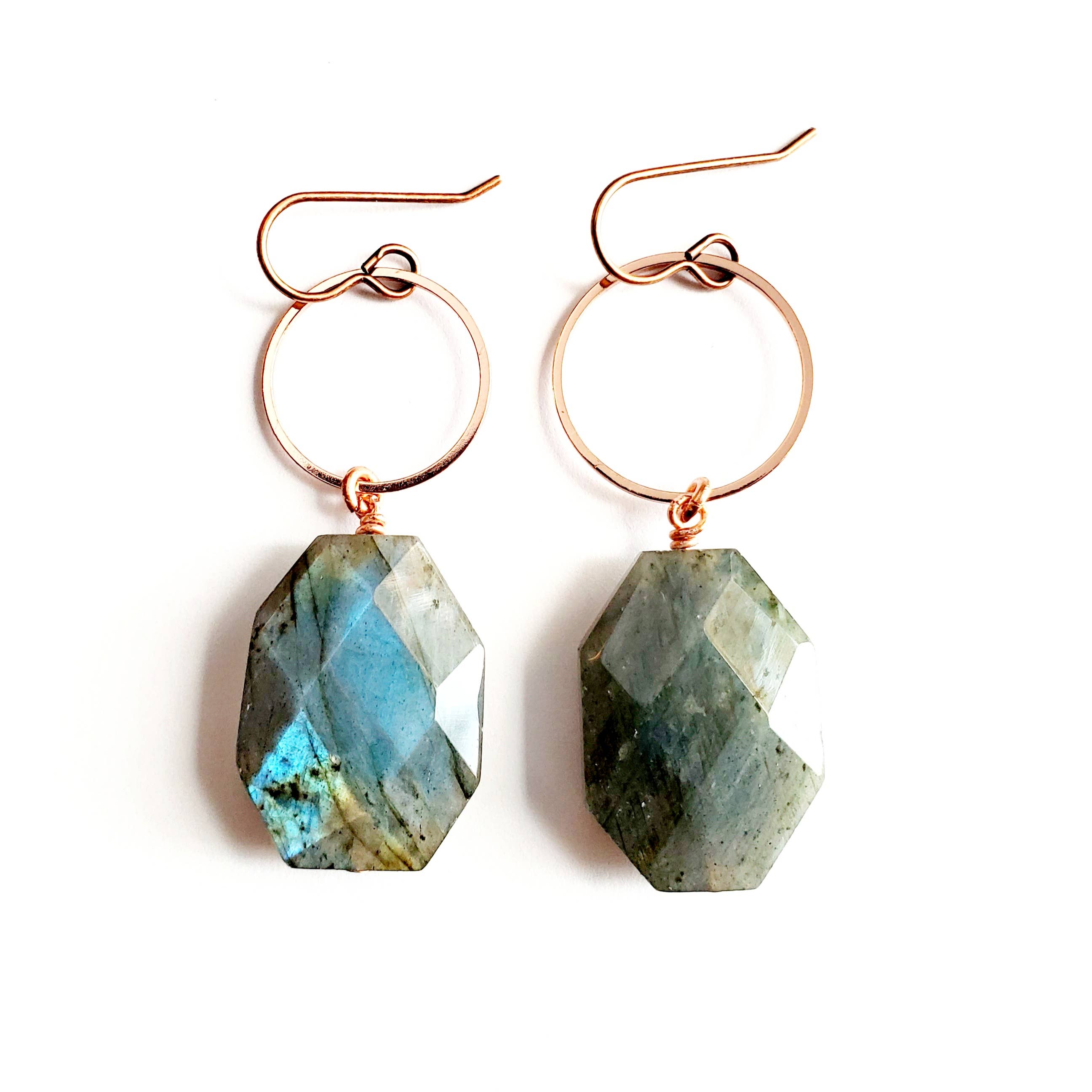 MergingMetals - Wholesale Hoop Earrings - Faceted Labradorite Drop Earrings2