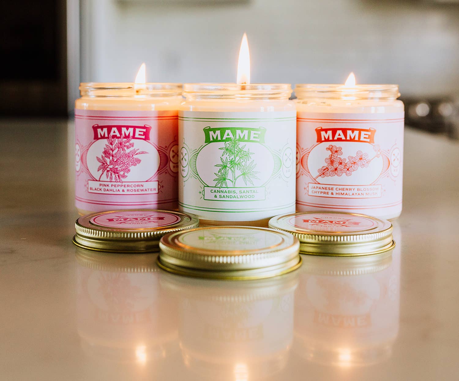 MAME Soy Candles – wholesale Burkljus – Cannabis, Santal, Sandelträ 8 oz burk/fyllt ljus3