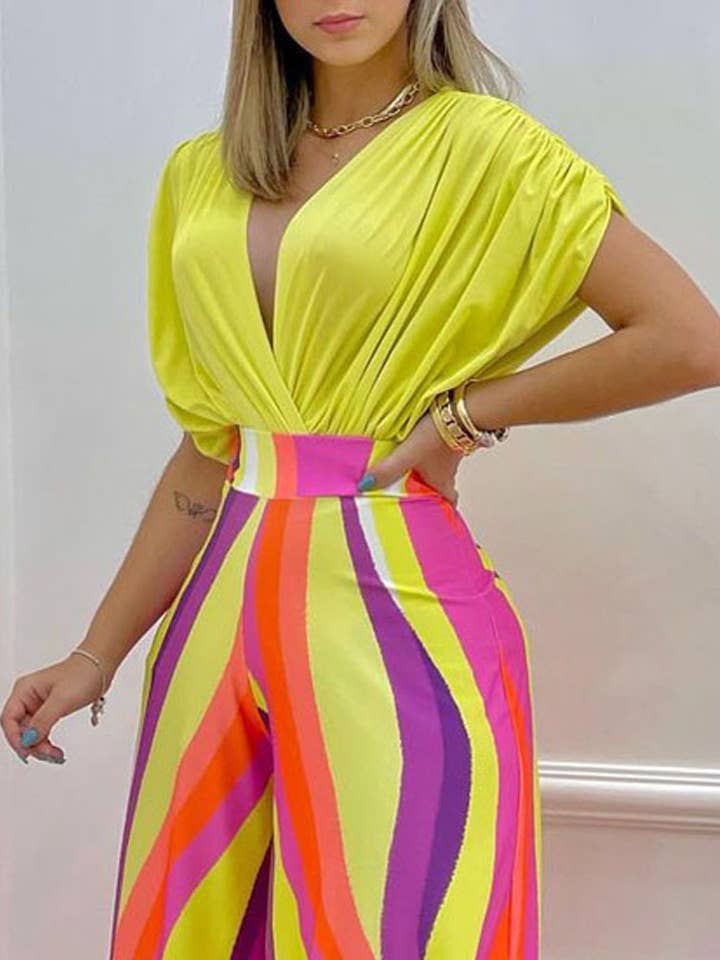 Rosa Clothing - Wholesale Top & Pant Set (NOT Loungewear) - Women's - Bat-Sleeved Top Wide-Leg Pants Two-Piece Set