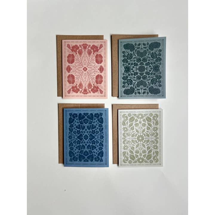 Chelsea Calkins Design - Wholesale Stationery/Notecard Set - Floral Block Print Assorted Card Set with Envelopes1