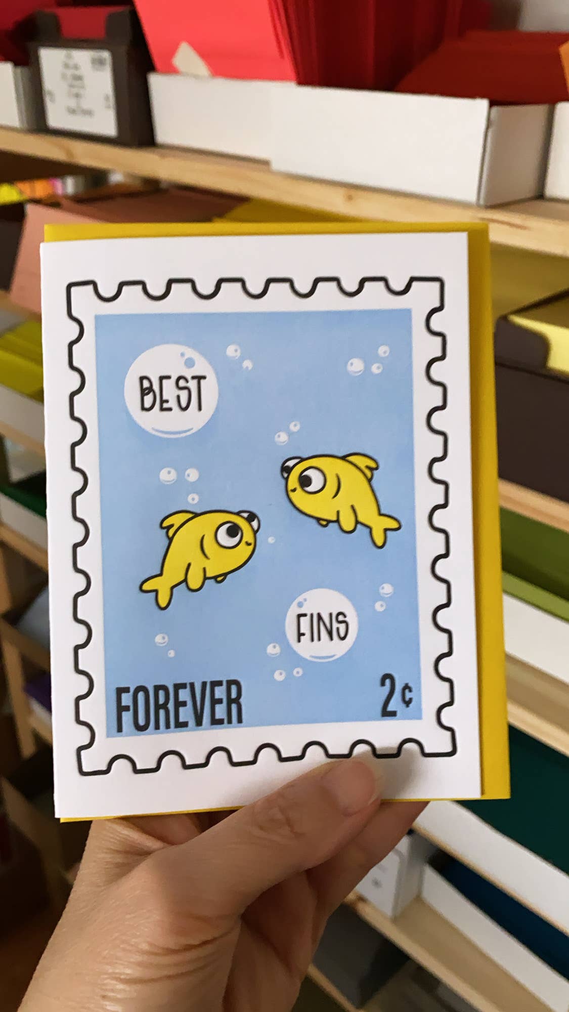 Kiss and Punch - Wholesale Love Card - Punny Best Fins Best Friends Forever Letterpress Card2