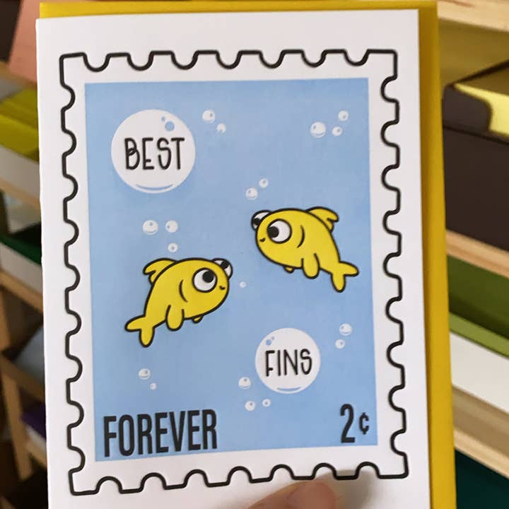 Kiss and Punch - Wholesale Love Card - Punny Best Fins Best Friends Forever Letterpress Card2